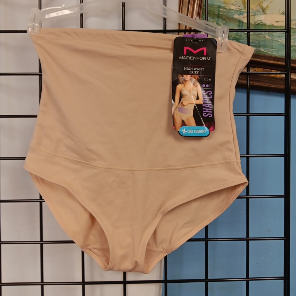NEW Maidenform High Waist Brief Womens 2XL Firm  Cool Comfort Beige NWT $32